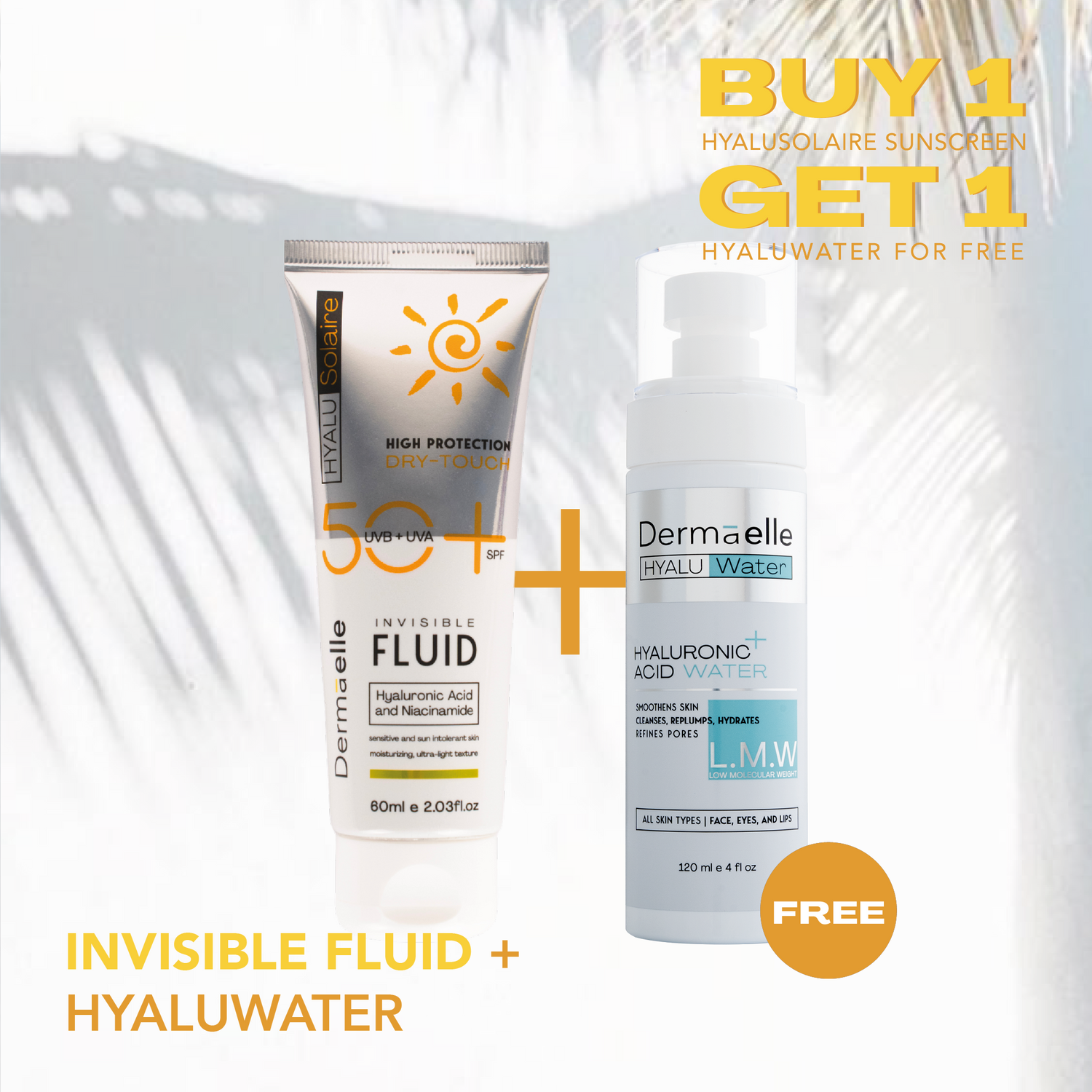 HyaluSolaire Invisible Fluid + Hyaluwater Hyaluronic Acid Water