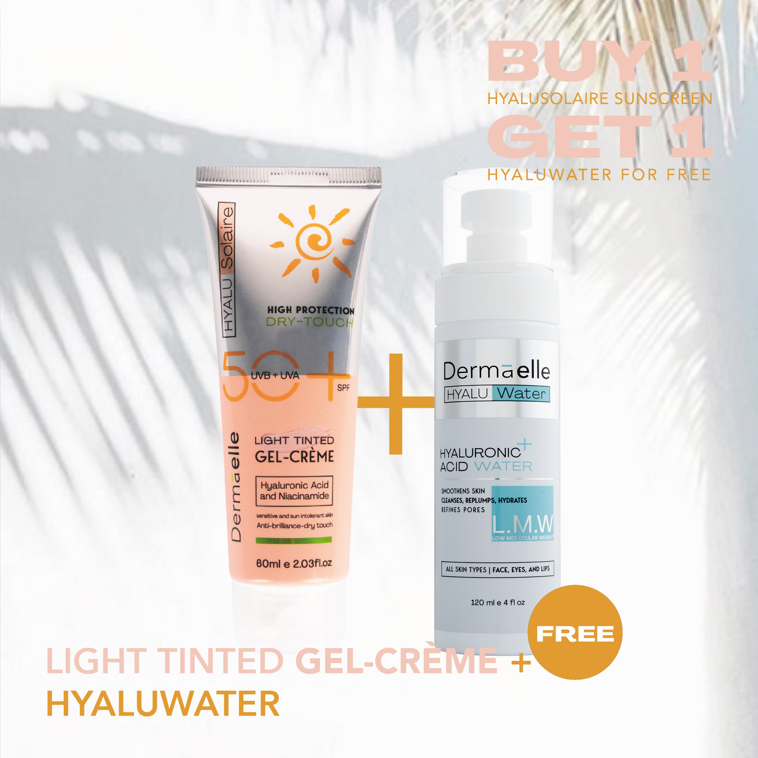 HyaluSolaire Light Tinted GEL-CRÈME + Hyaluwater Hyaluronic Acid Water