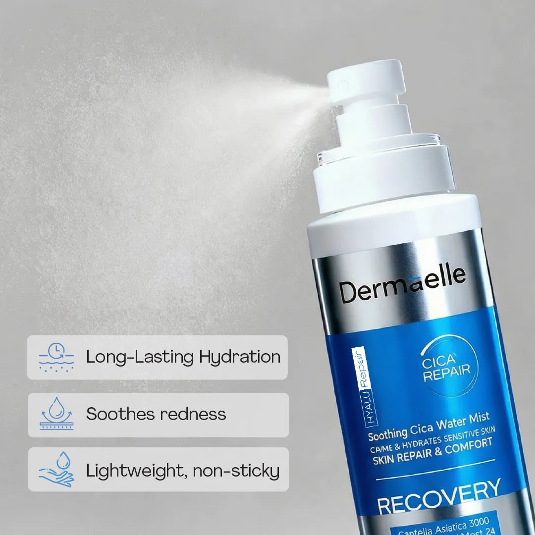 Cica Water Mist blue bottle with hydration benefits