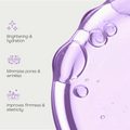 Niacinamide 5% serum purple texture with benefits icons